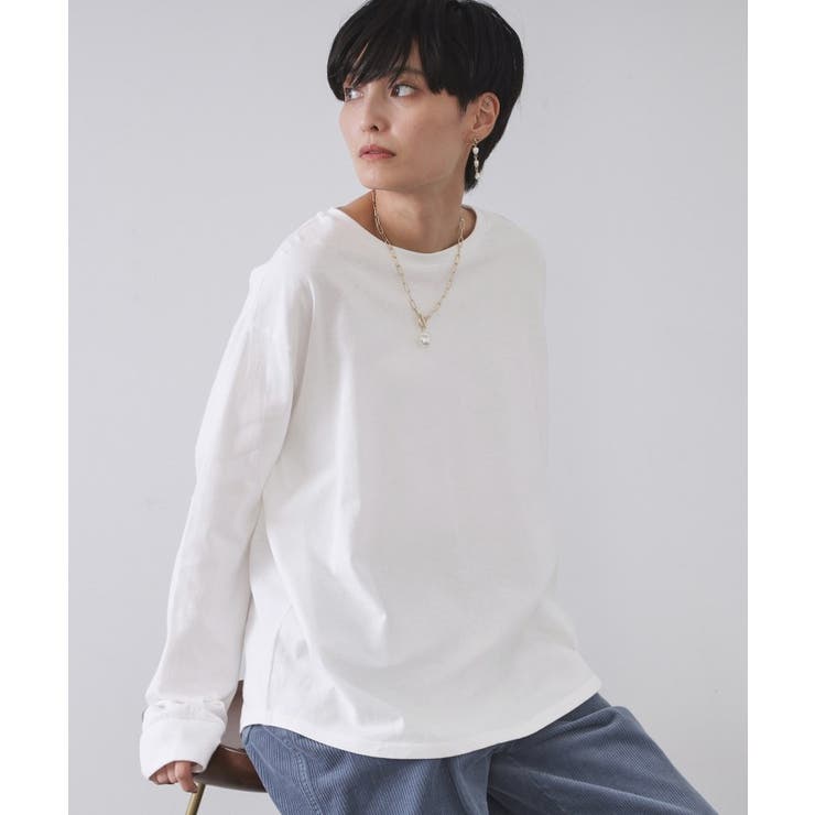 ホワイト(001) | リラクシーロングTシャツ【洗濯機OK】 | OPAQUE.CLIP