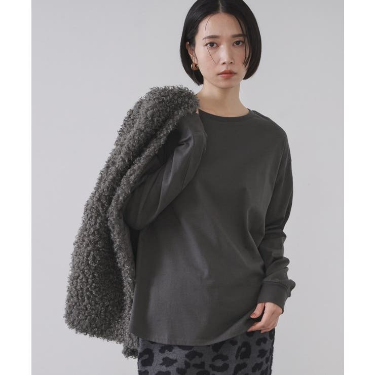 チャコールグレー(014) | リラクシーロングTシャツ【洗濯機OK】 | OPAQUE.CLIP