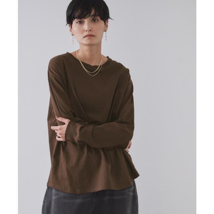 ブラウン(044) | リラクシーロングTシャツ【洗濯機OK】 | OPAQUE.CLIP