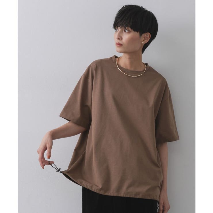 ブラウン(043) | 裾ドロストTシャツ【洗濯機洗い可】 | OPAQUE.CLIP