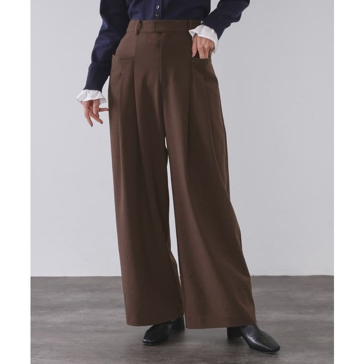 ブラウン(044) | タックデザインワイドパンツ【洗濯機OK】 | OPAQUE.CLIP