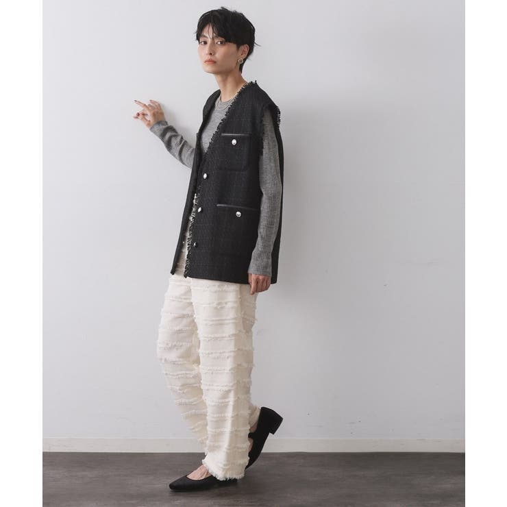 ツイードVネックベスト【洗濯機OK】 | OPAQUE.CLIP | 詳細画像3 
