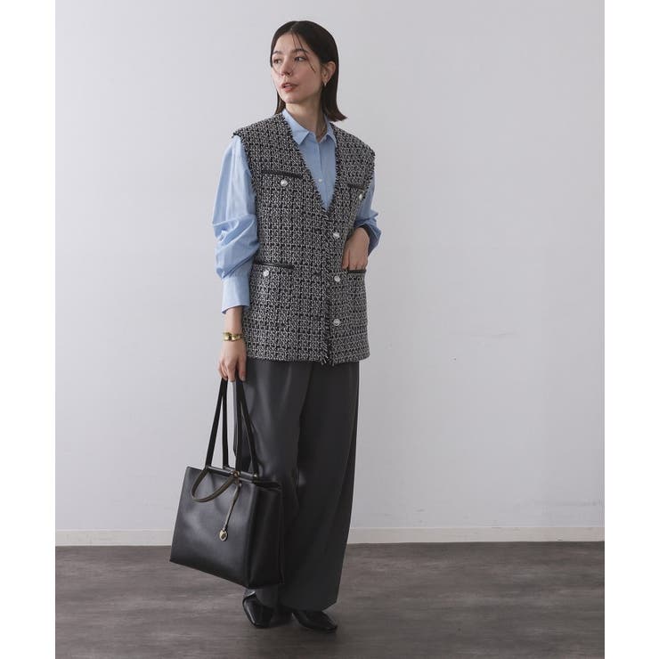 ツイードVネックベスト【洗濯機OK】 | OPAQUE.CLIP | 詳細画像6 