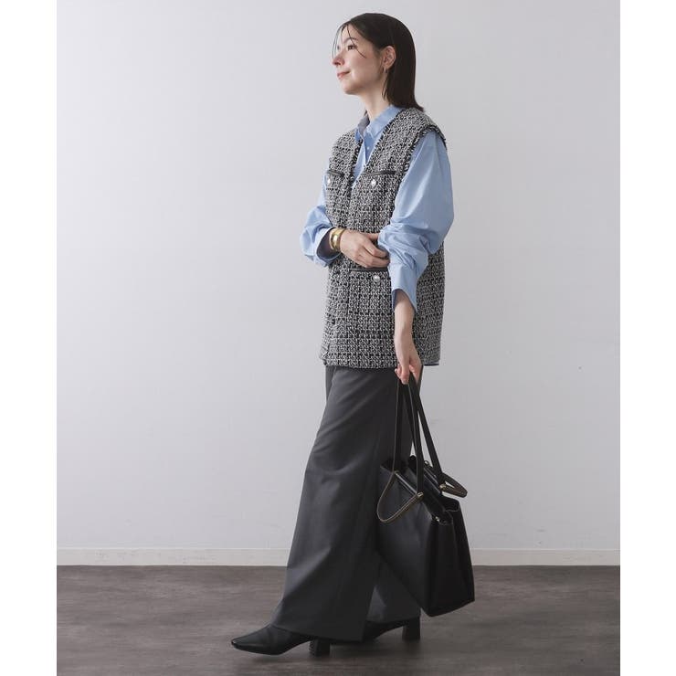 ツイードVネックベスト【洗濯機OK】 | OPAQUE.CLIP | 詳細画像7 