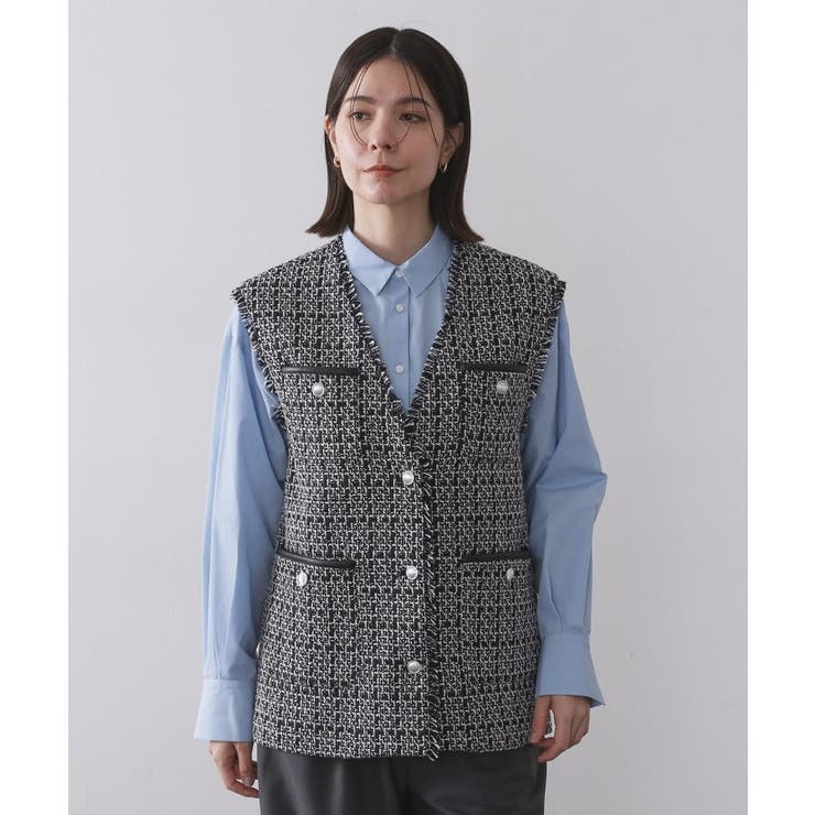 ツイードVネックベスト【洗濯機OK】 | OPAQUE.CLIP | 詳細画像9 