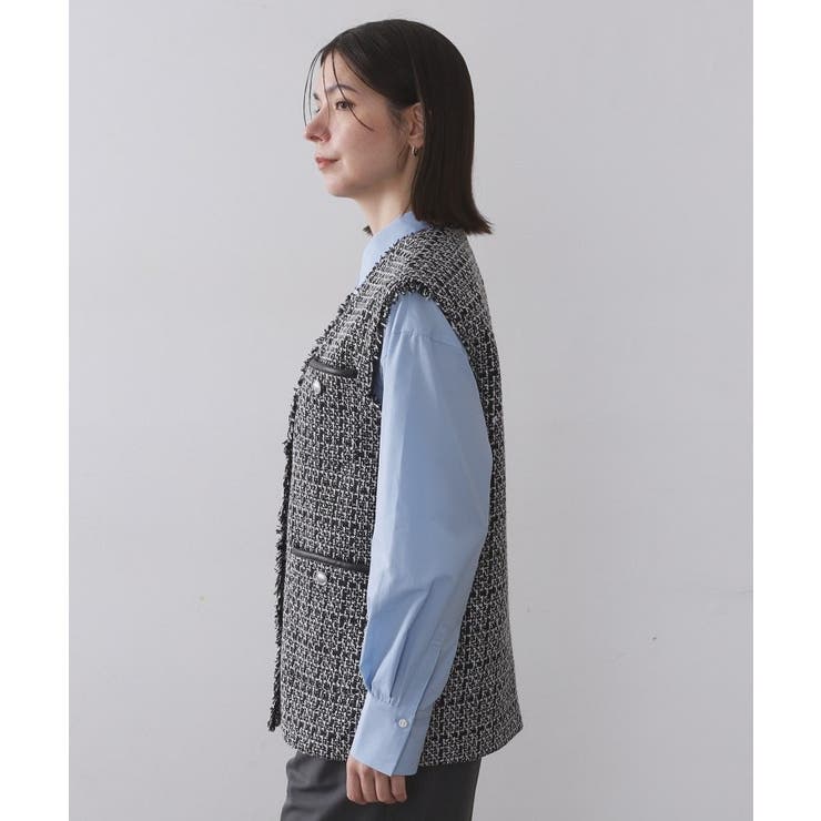 ツイードVネックベスト【洗濯機OK】 | OPAQUE.CLIP | 詳細画像10 