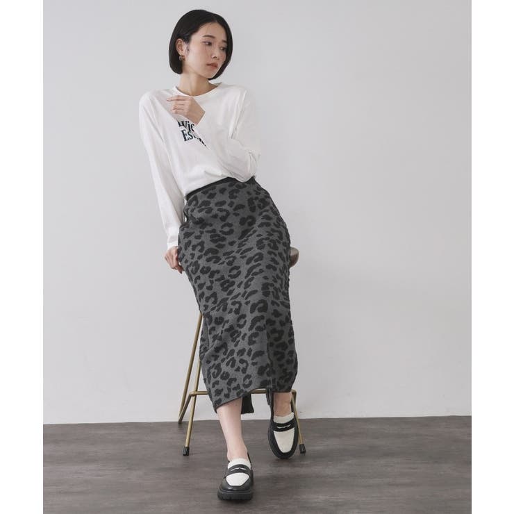 レオパードジャカードニットスカート【洗濯機OK】 | OPAQUE.CLIP | 詳細画像2 