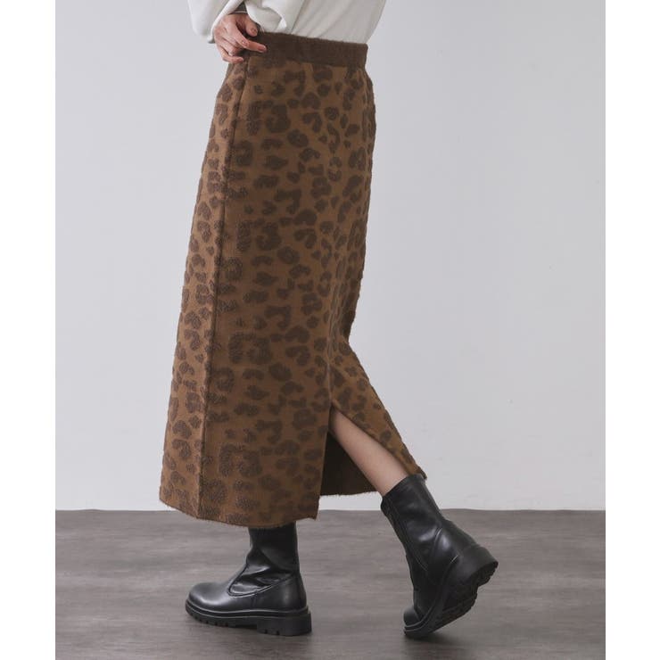 レオパードジャカードニットスカート【洗濯機OK】 | OPAQUE.CLIP | 詳細画像5 