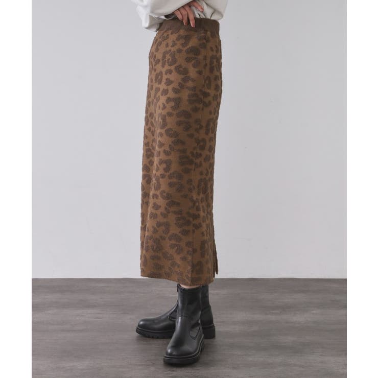 レオパードジャカードニットスカート【洗濯機OK】 | OPAQUE.CLIP | 詳細画像10 