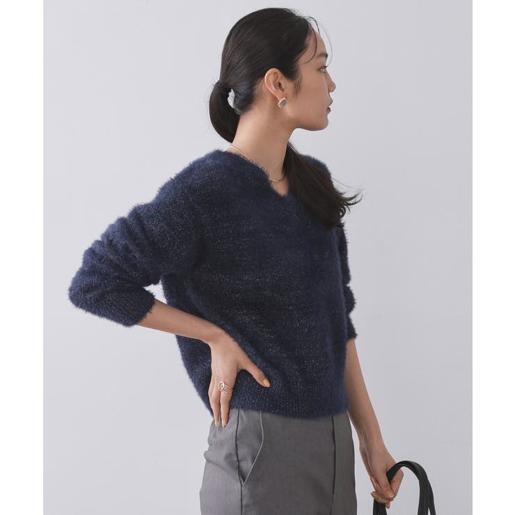 スパンコールフェザーVネックニット【洗濯機OK】 | OPAQUE.CLIP | 詳細画像45 