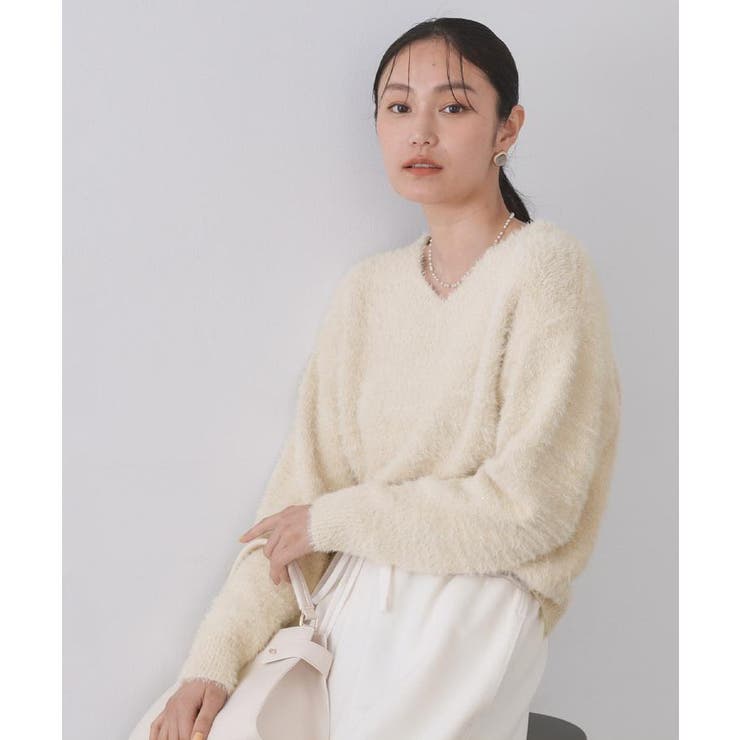 スパンコールフェザーVネックニット【洗濯機OK】 | OPAQUE.CLIP | 詳細画像34 