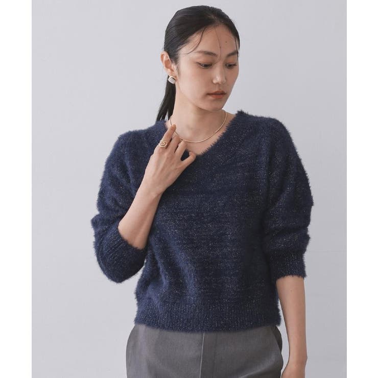 スパンコールフェザーVネックニット【洗濯機OK】 | OPAQUE.CLIP | 詳細画像44 