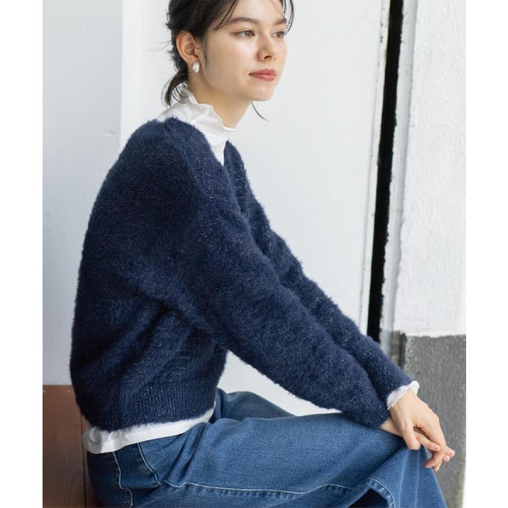 スパンコールフェザーVネックニット【洗濯機OK】 | OPAQUE.CLIP | 詳細画像24 