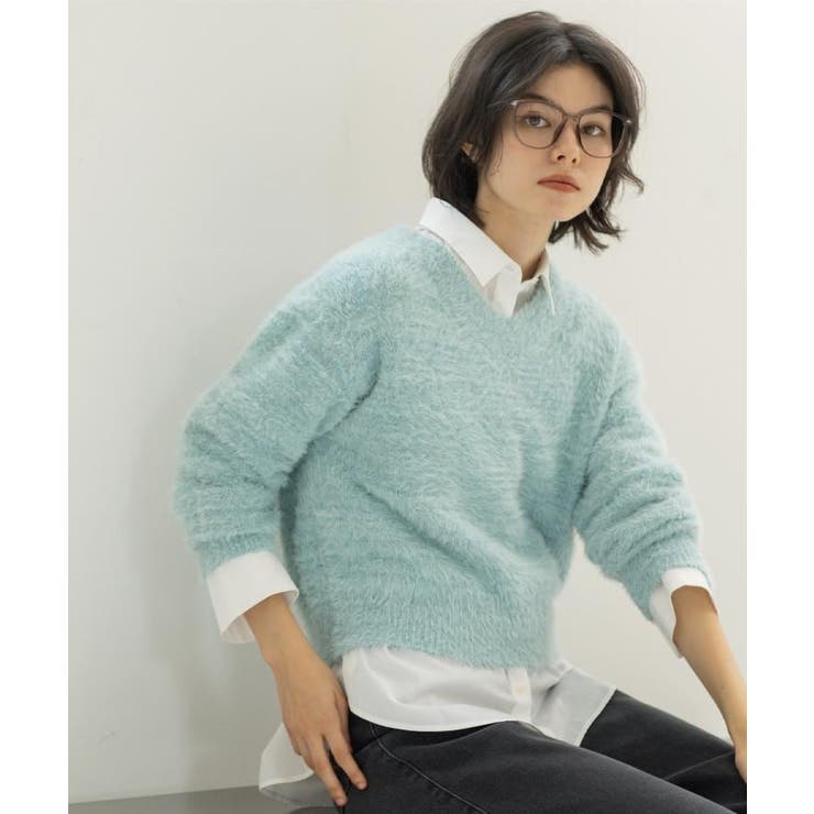 スパンコールフェザーVネックニット【洗濯機OK】 | OPAQUE.CLIP | 詳細画像26 