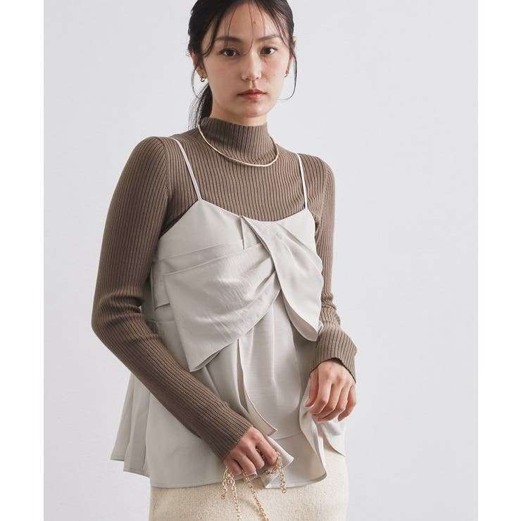 ライトベージュ(051) | サテンキャミブラウス【洗濯機OK】 | OPAQUE.CLIP