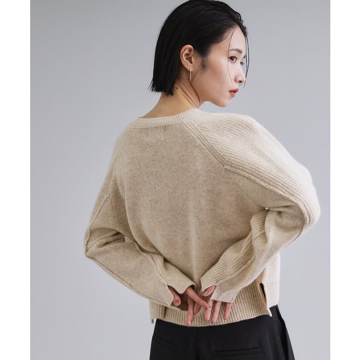 ベージュ(052) | 【es】メリノウール クルーミドルゲージニット | OPAQUE.CLIP