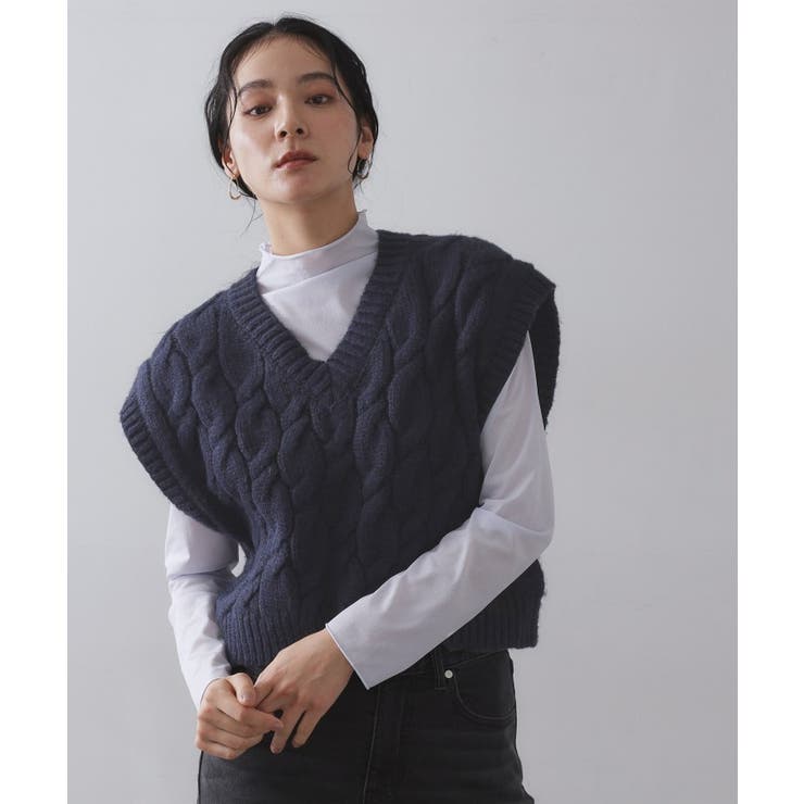 ネイビー(094) | ケーブルローゲージベスト【洗濯機OK】 | OPAQUE.CLIP