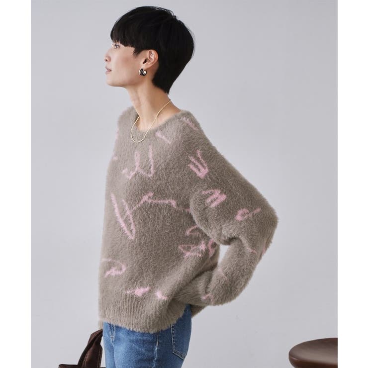 アート柄シャギーニット【洗濯機OK】 | OPAQUE.CLIP | 詳細画像1 