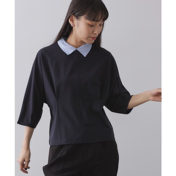 ネイビー(094) | 襟付きドルマントップス【洗濯機OK】 | OPAQUE.CLIP