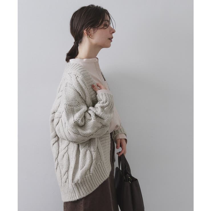 ケーブルローゲージニットカーディガン【洗濯機OK】 | OPAQUE.CLIP | 詳細画像2 