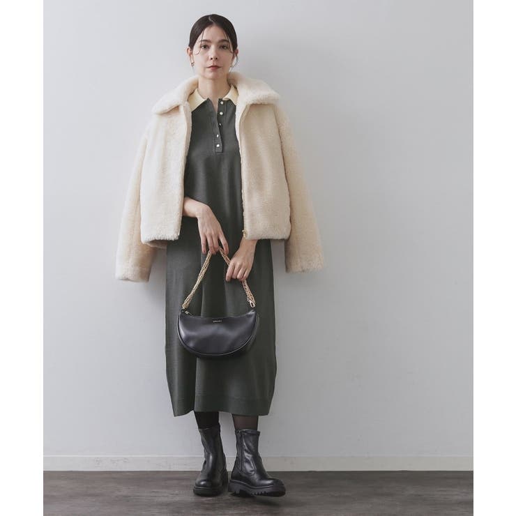 配色ポロ衿ニットワンピース【洗濯機OK】 | OPAQUE.CLIP | 詳細画像3 