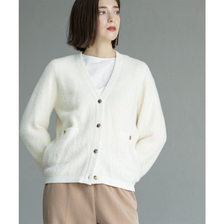 フェザーヤーンカーディガン【洗濯機OK/抗ピル】[品番