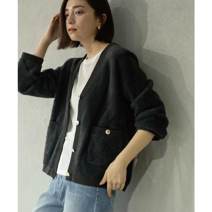 チャコールグレー(014) | フェザーヤーンカーディガン【洗濯機OK/抗ピル】 | OPAQUE.CLIP