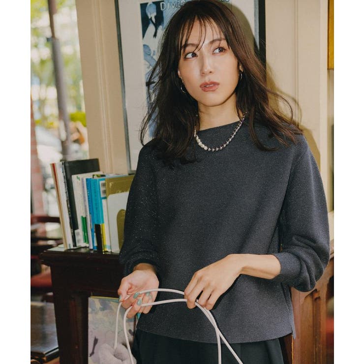 ラメガーターボートネックニット【洗濯機OK】 | OPAQUE.CLIP | 詳細画像1 