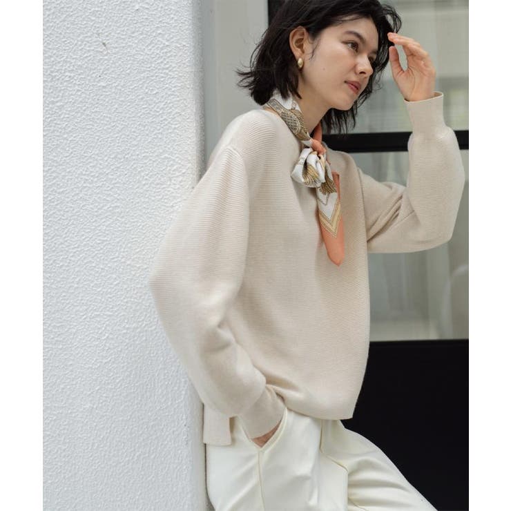 オフホワイト(603) | ラメガーターボートネックニット【洗濯機OK】 | OPAQUE.CLIP