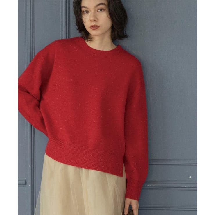 レッド(062) | きらきらクルーミドルゲージニット【洗濯機OK】 | OPAQUE.CLIP