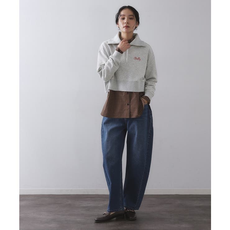 ロゴ刺繍ハーフジップトップス【洗濯機OK】 | OPAQUE.CLIP | 詳細画像2 