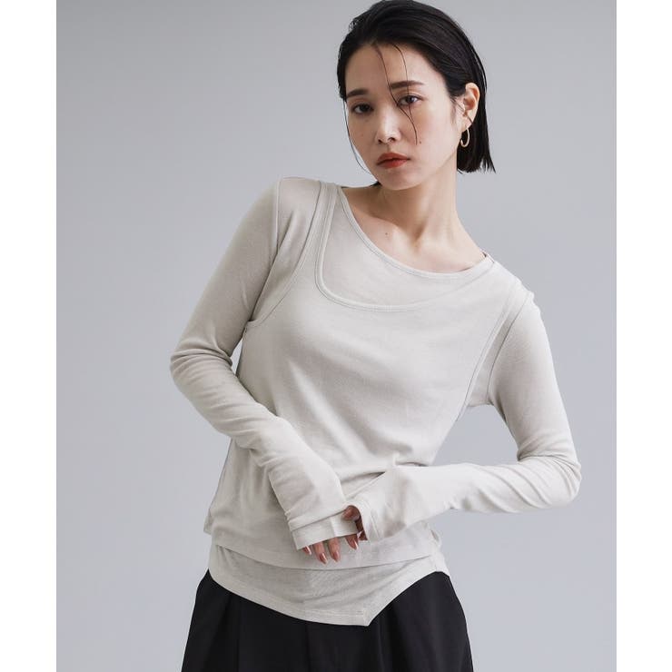 【es】シアーリブアシメレイヤードカットソー | OPAQUE.CLIP | 詳細画像1 