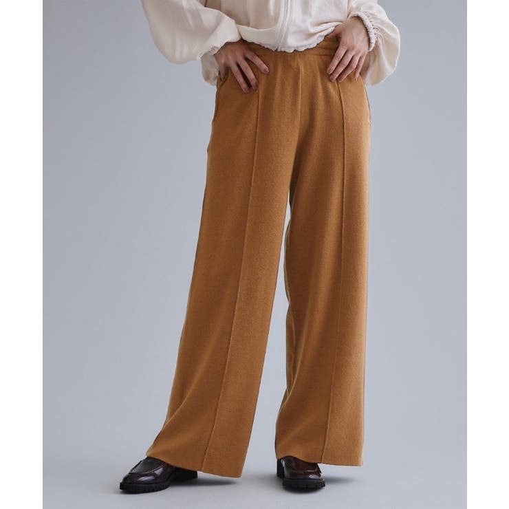 キャメルブラウン(041) | 【es】ニットワイドパンツ【洗濯機OK】 | OPAQUE.CLIP
