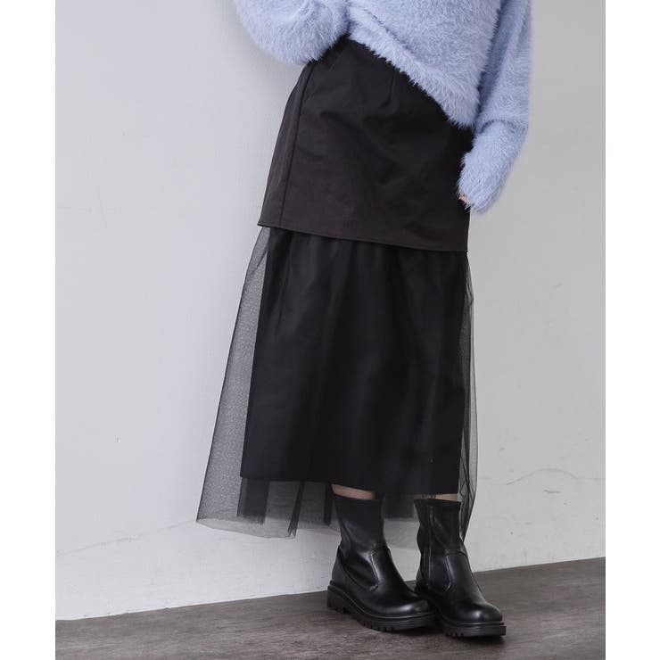 チュールドッキングデザインスカート【洗濯機OK】 | OPAQUE.CLIP | 詳細画像1 