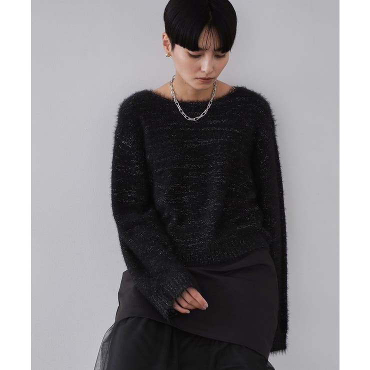 ブラック(619) | ラメシャギーニット【洗濯機OK】 | OPAQUE.CLIP
