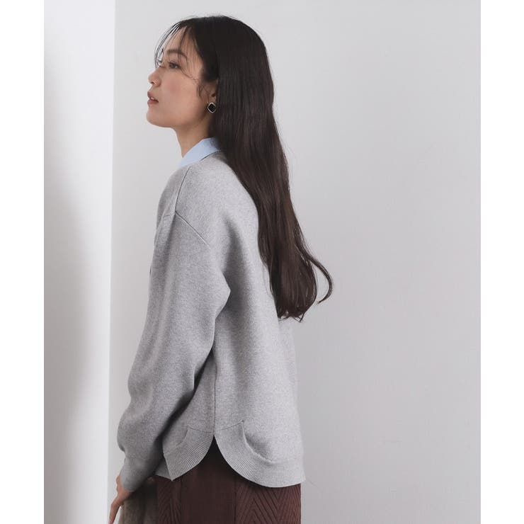 襟付きロゴジャカードニット【洗濯機OK】 | OPAQUE.CLIP | 詳細画像15 