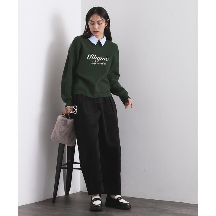 襟付きロゴジャカードニット【洗濯機OK】 | OPAQUE.CLIP | 詳細画像2 