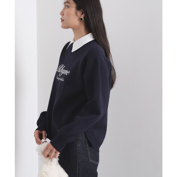 襟付きロゴジャカードニット【洗濯機OK】 | OPAQUE.CLIP | 詳細画像9 