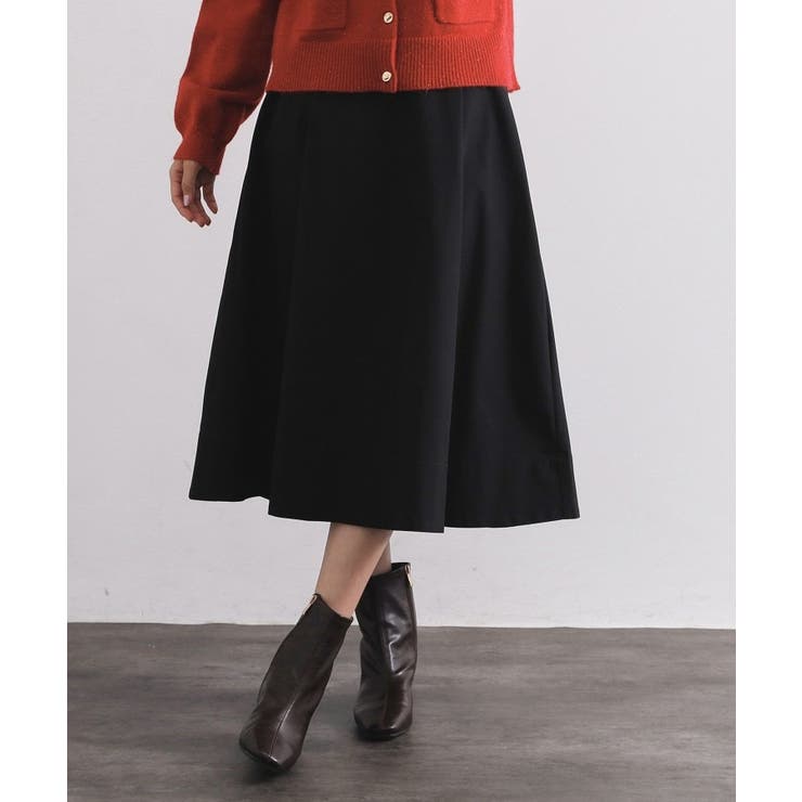 ブラック(019) | タフタフレアスカート【洗濯機OK】 | OPAQUE.CLIP