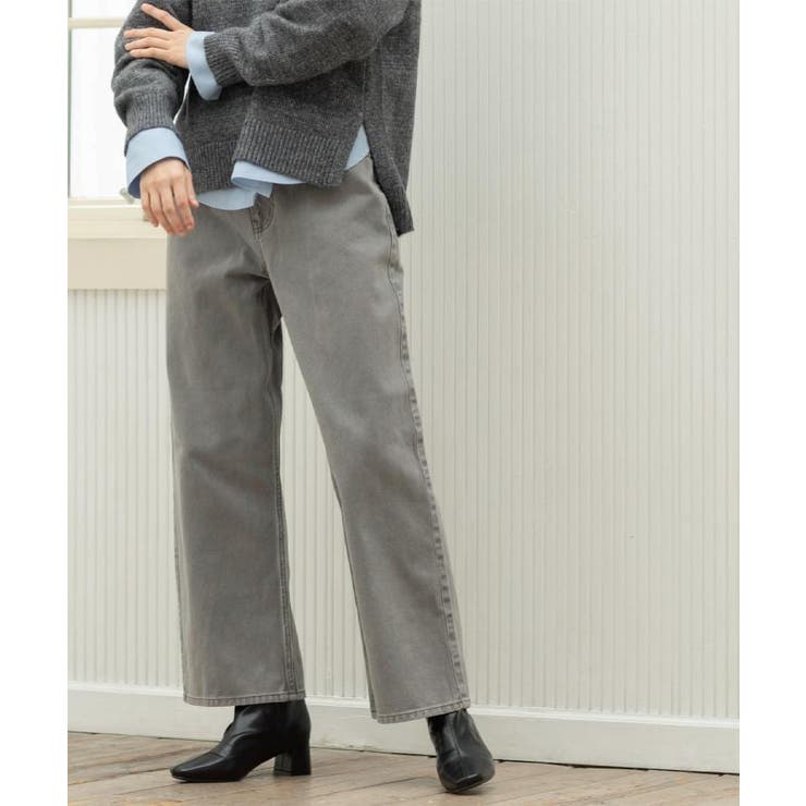 チャコールグレー(013) | ヴィンテージカラーワイドストレートパンツ【洗濯機OK】 | OPAQUE.CLIP