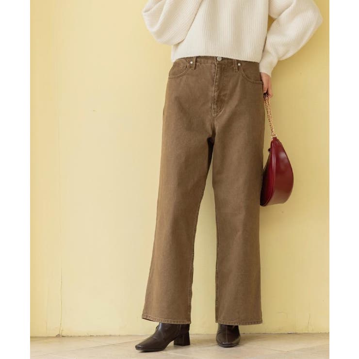 モカブラウン(042) | ヴィンテージカラーワイドストレートパンツ【洗濯機OK】 | OPAQUE.CLIP