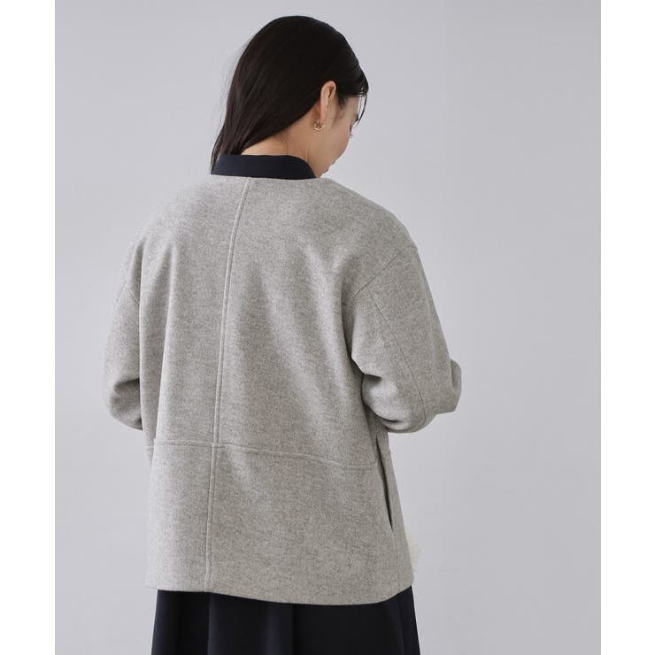 ウールライクメルトン ノーカラーコート【洗濯機OK】 | OPAQUE.CLIP | 詳細画像5 