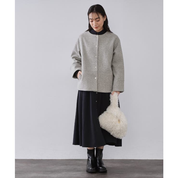 ウールライクメルトン ノーカラーコート【洗濯機OK】 | OPAQUE.CLIP | 詳細画像6 