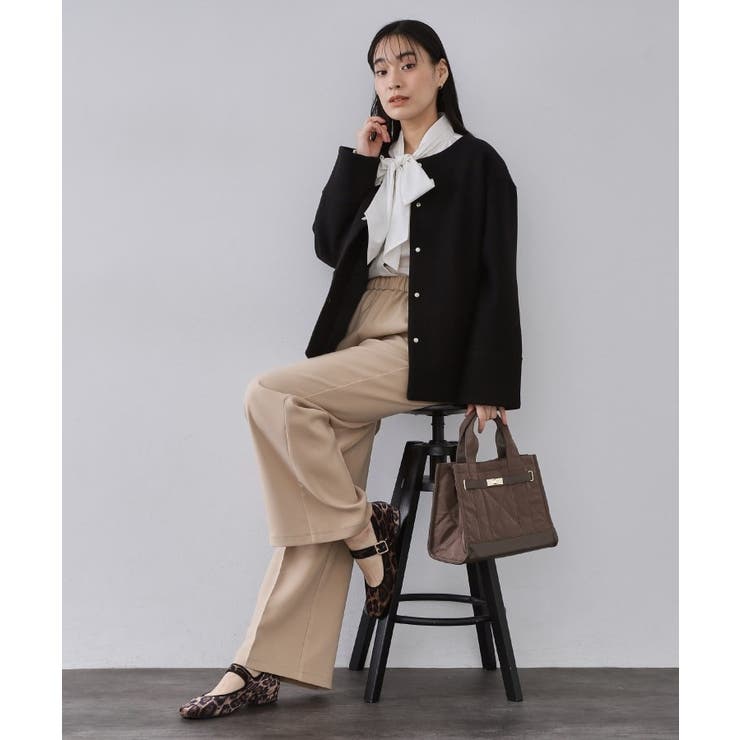 ウールライクメルトン ノーカラーコート【洗濯機OK】 | OPAQUE.CLIP | 詳細画像2 