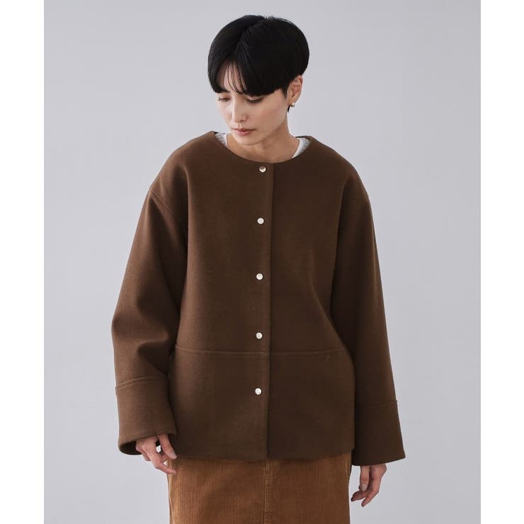 ウールライクメルトン ノーカラーコート【洗濯機OK】 | OPAQUE.CLIP | 詳細画像17 