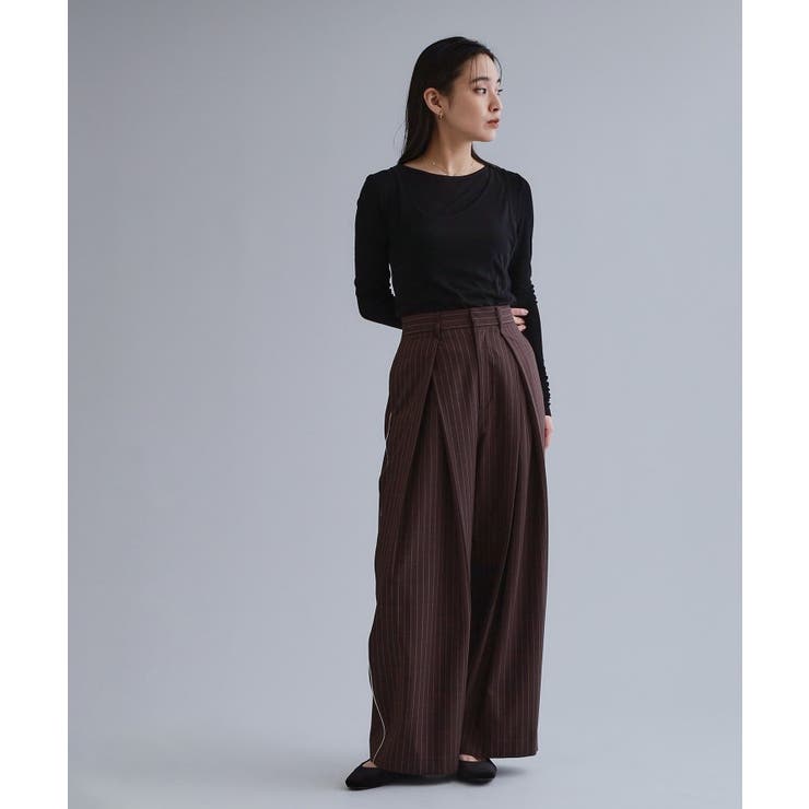 【es】ピンストライプ 変形ワイドパンツ【洗濯機OK】 | OPAQUE.CLIP | 詳細画像6 