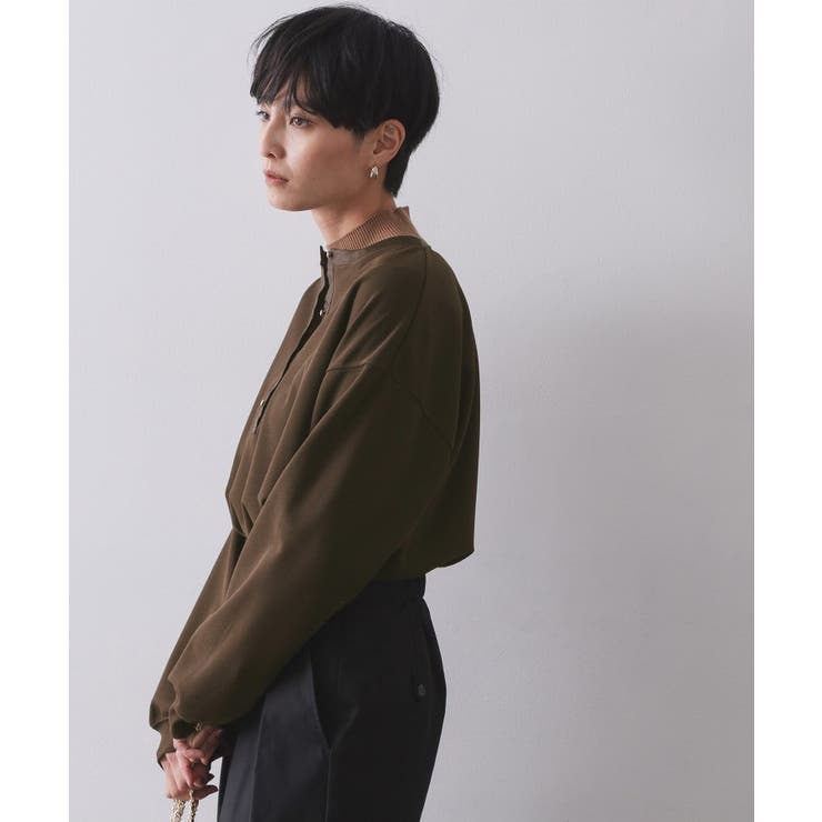 サテン使いヘンリーネックトップス【洗濯機OK】 | OPAQUE.CLIP | 詳細画像5 