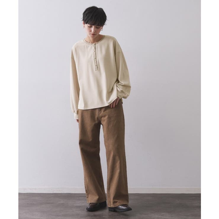 サテン使いヘンリーネックトップス【洗濯機OK】 | OPAQUE.CLIP | 詳細画像10 