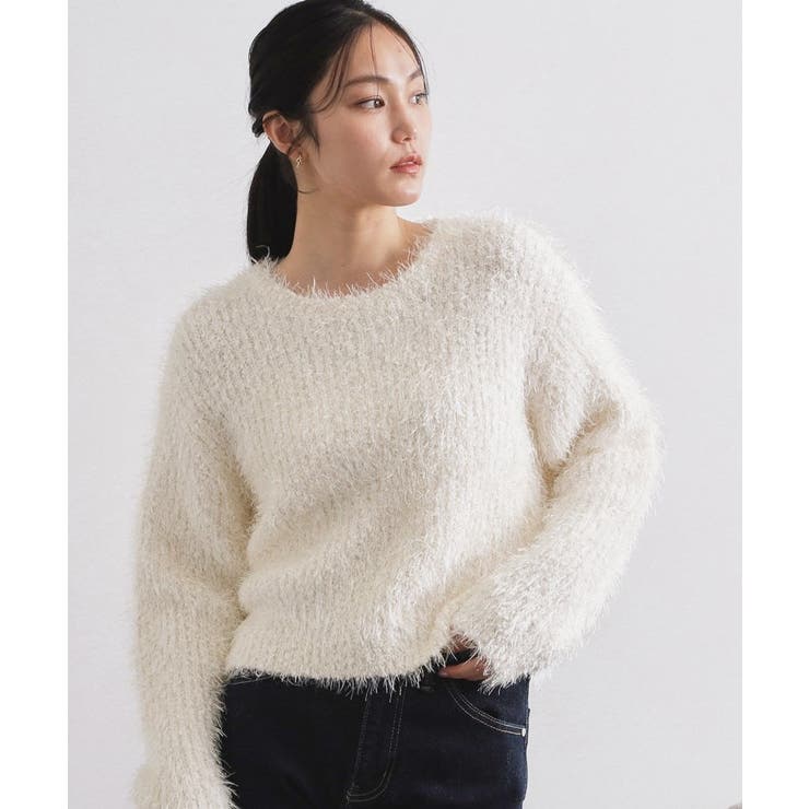 オフホワイト(003) | シャギーラメニット【洗濯機OK】 | OPAQUE.CLIP