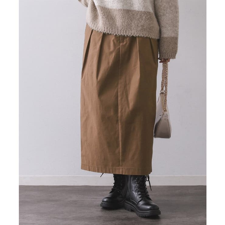 ブラウン(044) | ストレッチタックナロースカート【洗濯機OK】 | OPAQUE.CLIP